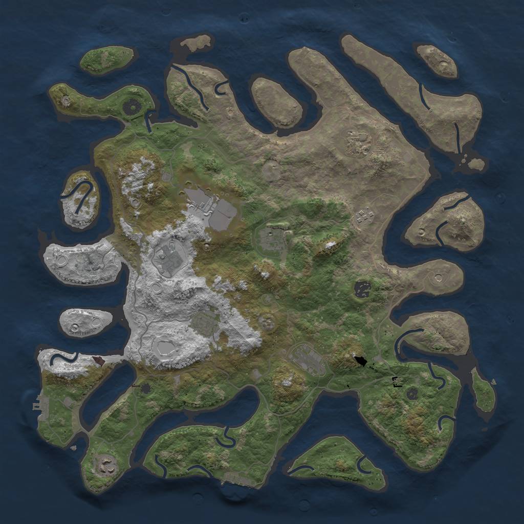Rust Map: Procedural Map, Size: 4500, Seed: 3995108, 17 Monuments