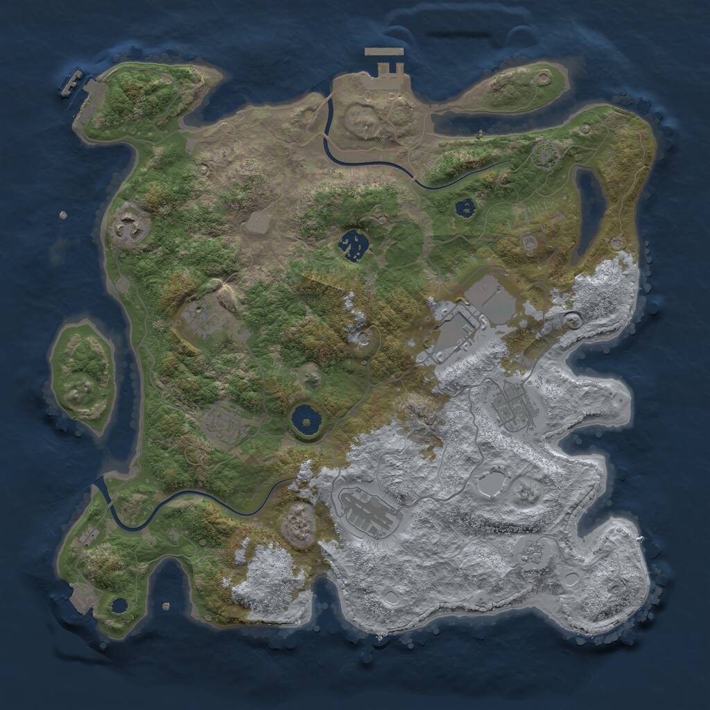 Rust Map: Procedural Map, Size: 3672, Seed: 13091, 13 Monuments