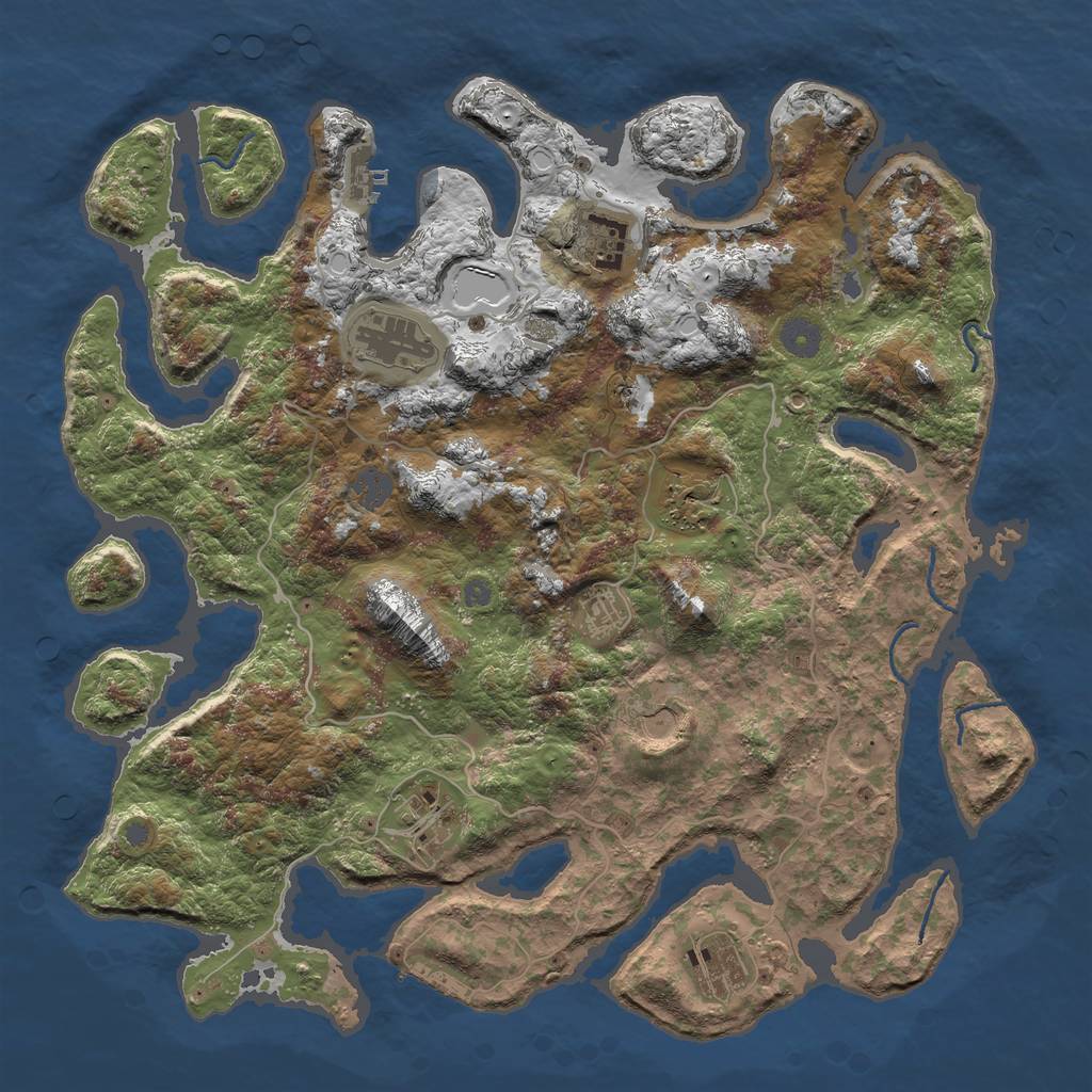 Rust Map: Procedural Map, Size: 4100, Seed: 651156, 14 Monuments