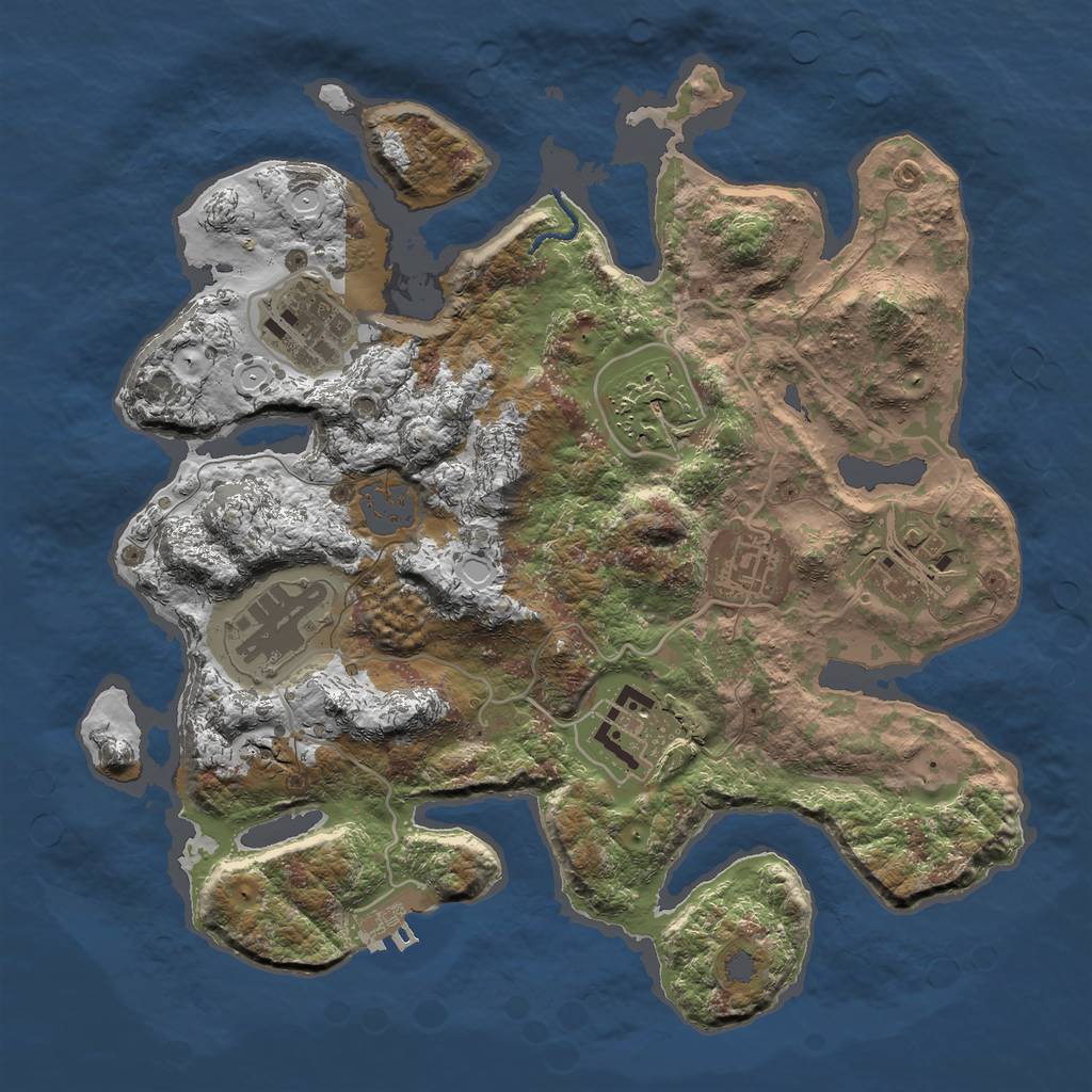 Rust Map: Procedural Map, Size: 3000, Seed: 582441366, 12 Monuments