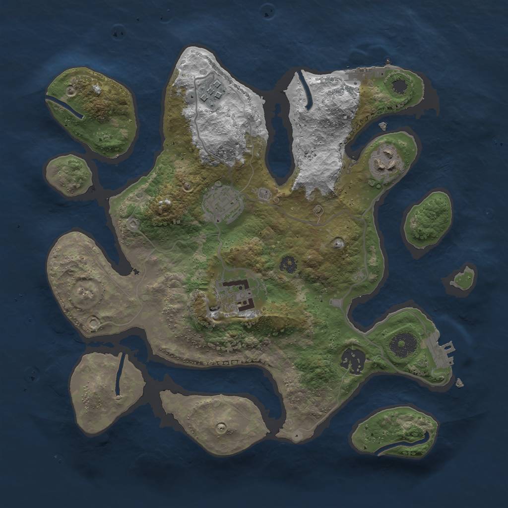 Rust Map: Procedural Map, Size: 3000, Seed: 94712, 9 Monuments