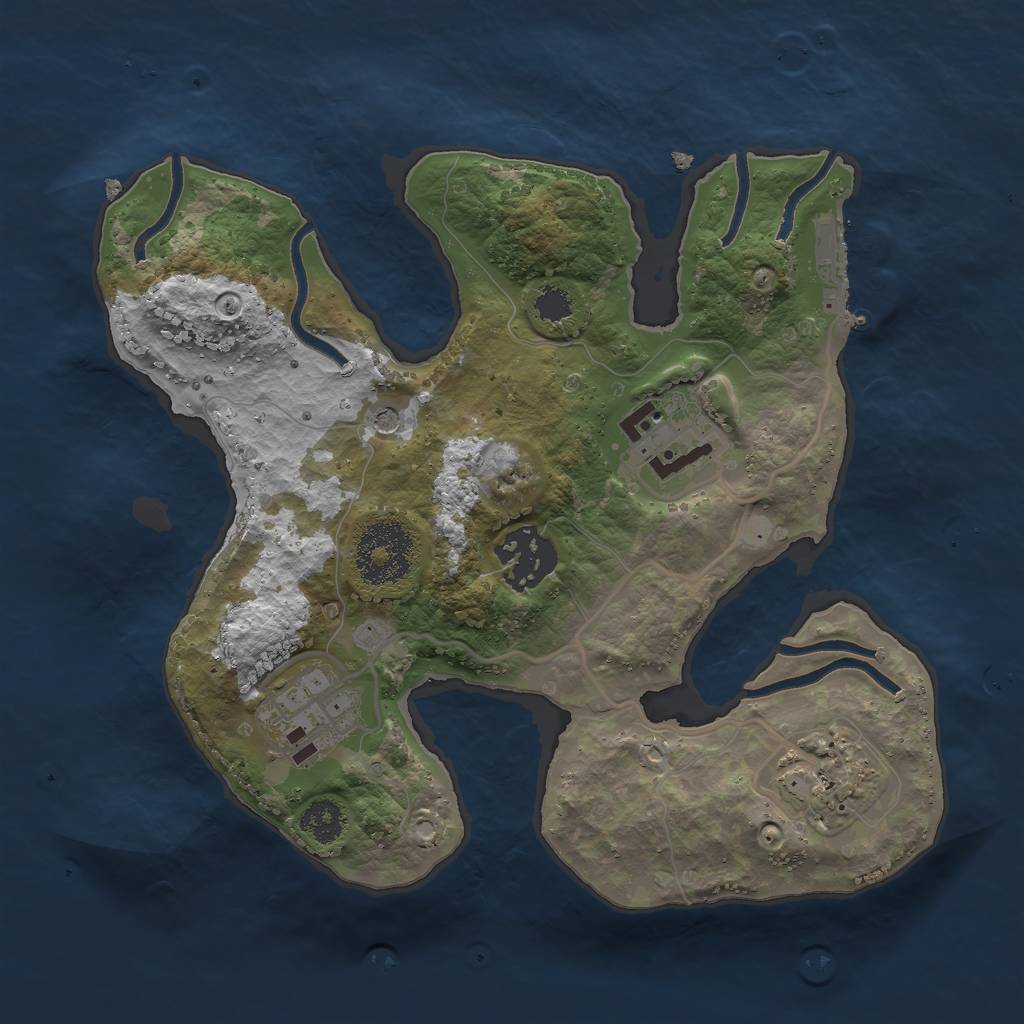 Rust Map: Procedural Map, Size: 2500, Seed: 663177891, 8 Monuments