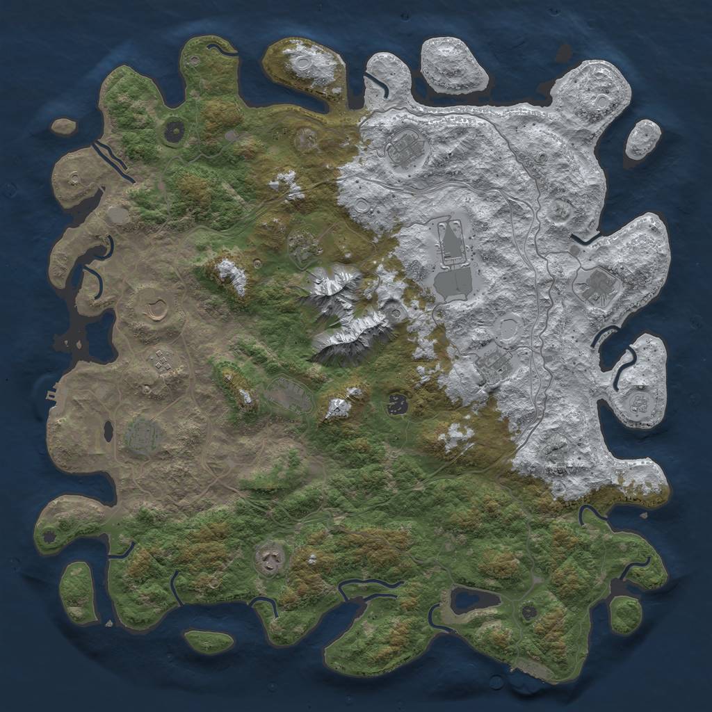 Rust Map: Procedural Map, Size: 5000, Seed: 854278, 20 Monuments