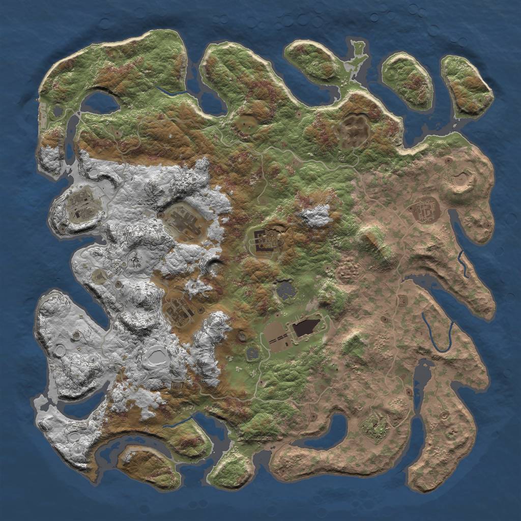 Rust Map: Procedural Map, Size: 4500, Seed: 4564565, 15 Monuments