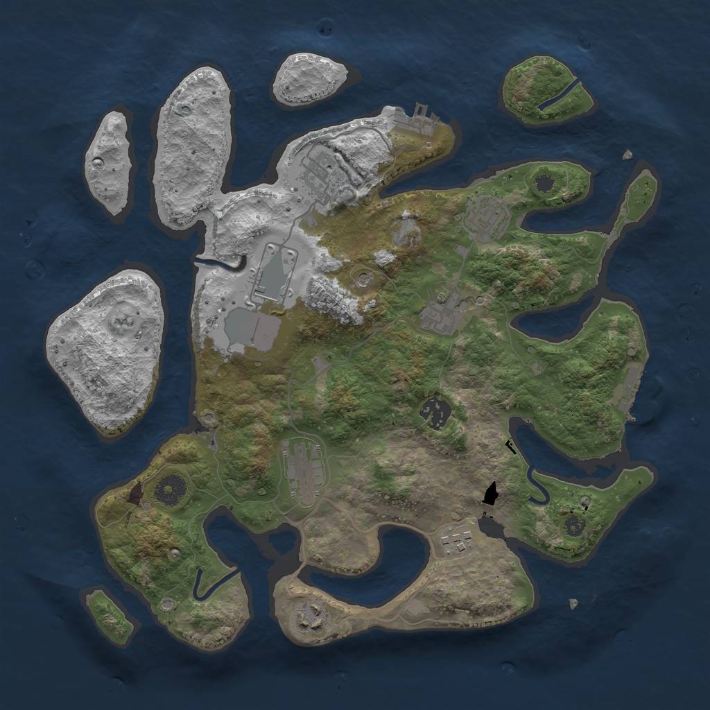 Rust Map: Procedural Map, Size: 3500, Seed: 75832, 13 Monuments