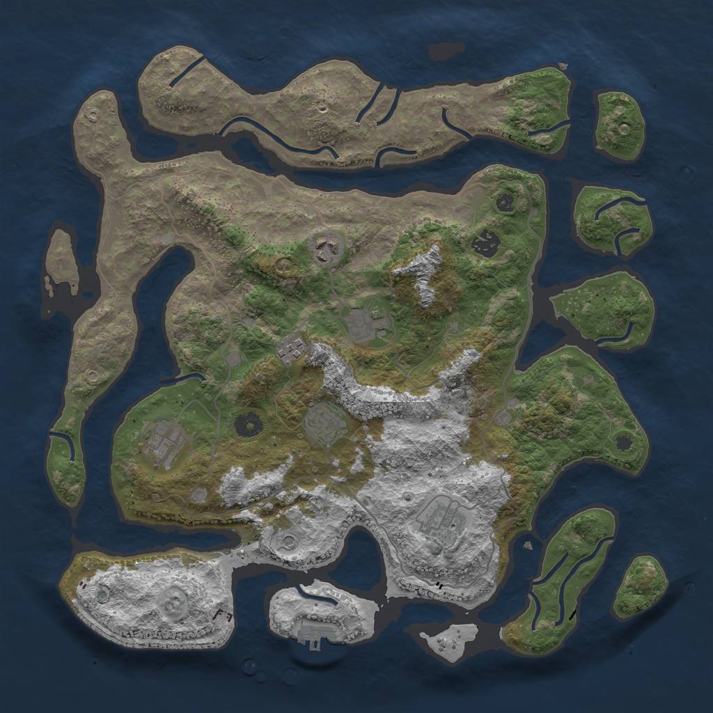 Rust Map: Procedural Map, Size: 4000, Seed: 2887, 11 Monuments