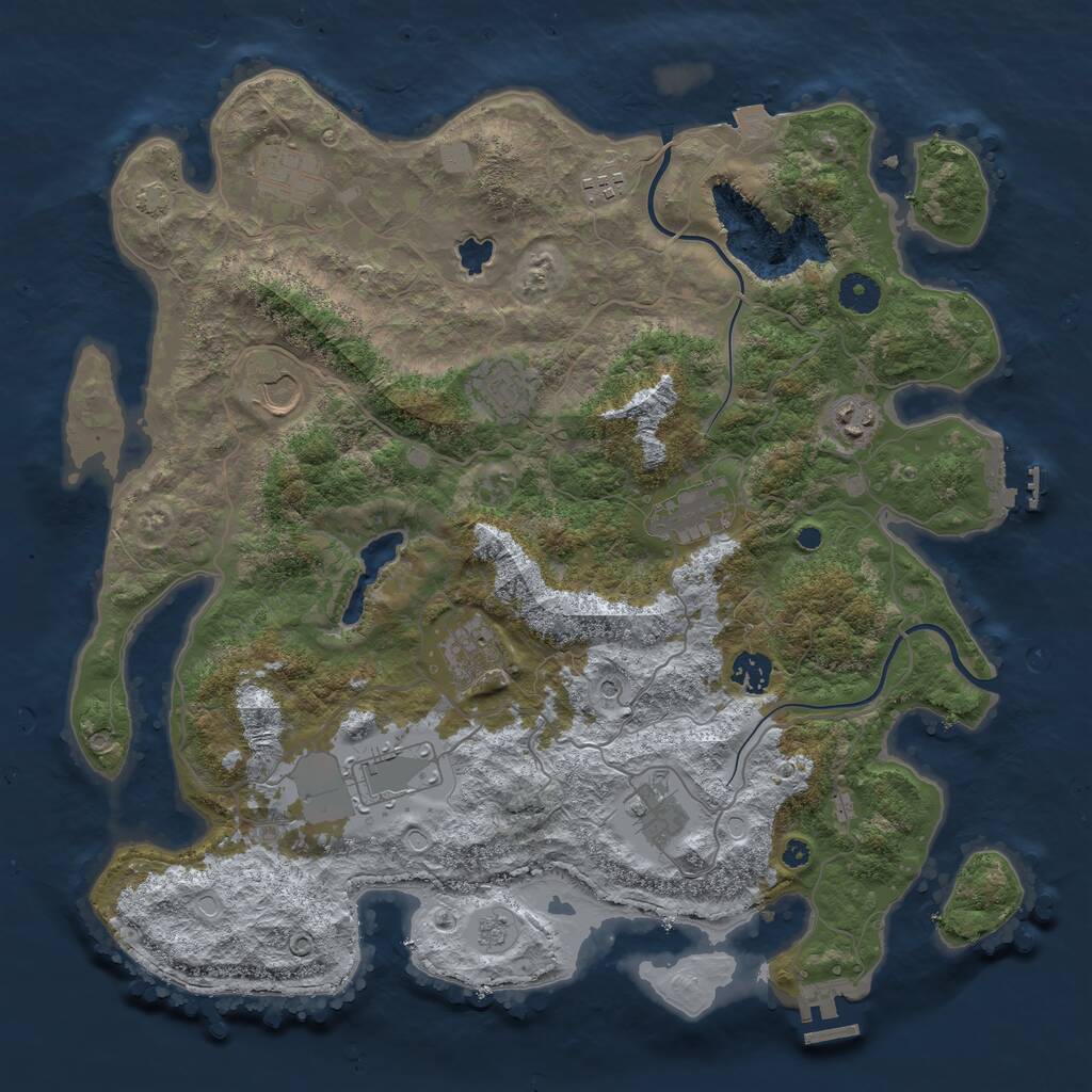 Rust Map: Procedural Map, Size: 4000, Seed: 2887, 16 Monuments
