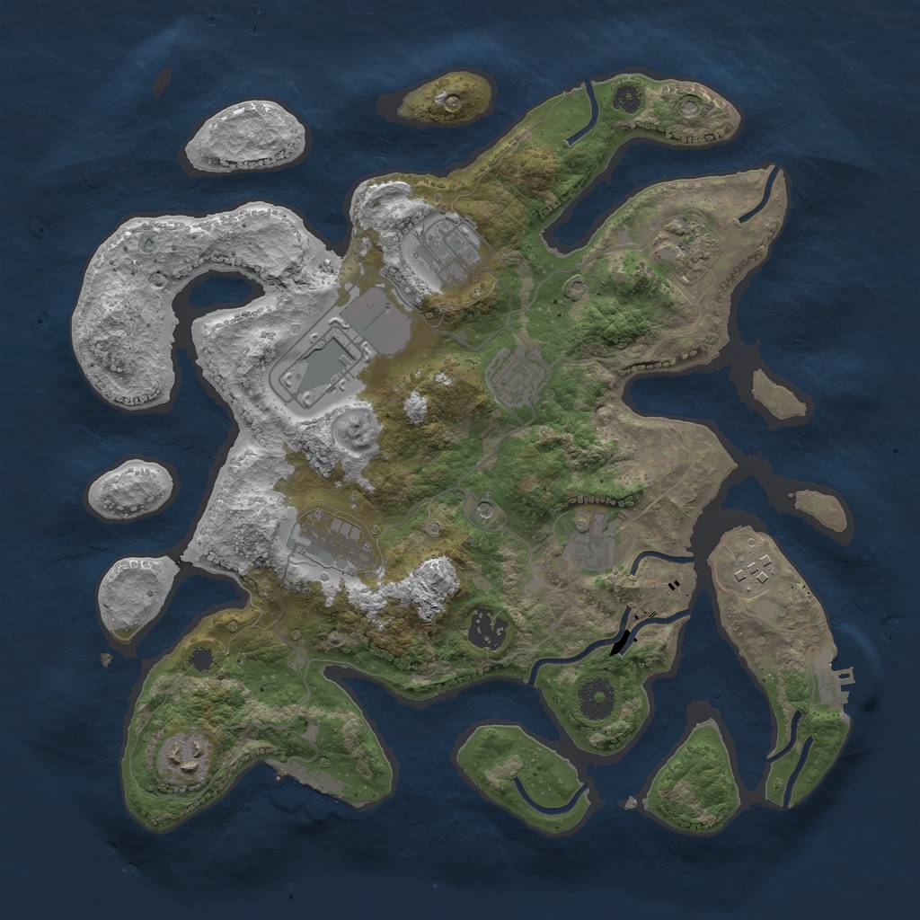 Rust Map: Procedural Map, Size: 3500, Seed: 534754, 14 Monuments