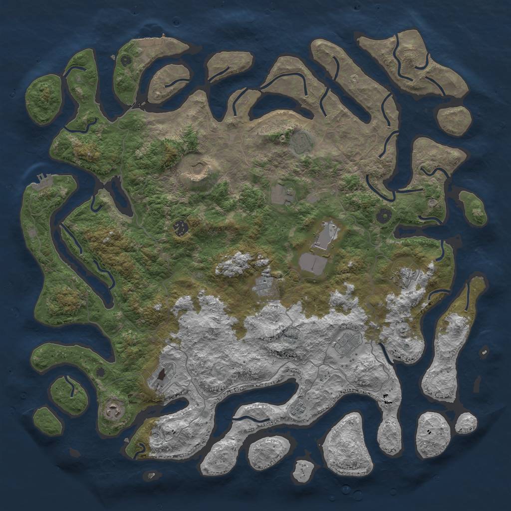 Rust Map: Procedural Map, Size: 5000, Seed: 424531873, 16 Monuments