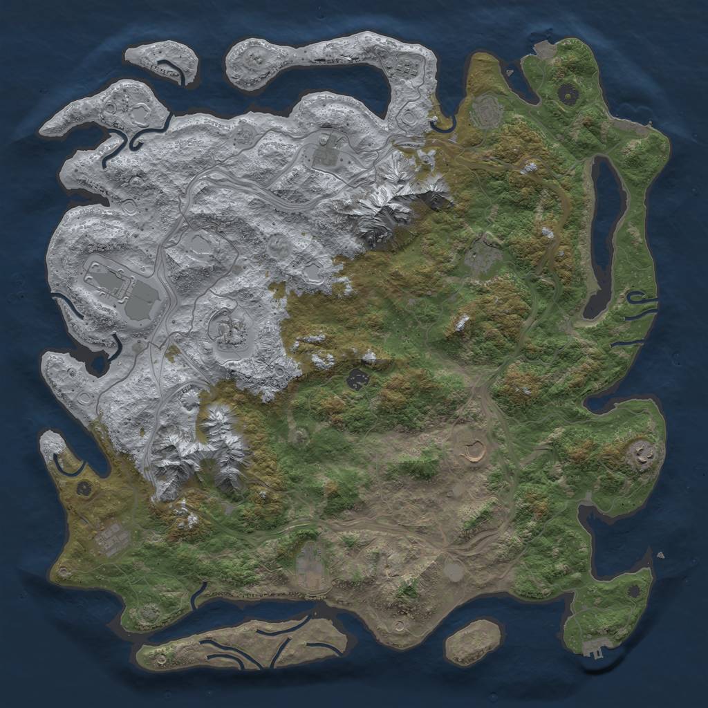 Rust Map: Procedural Map, Size: 5000, Seed: 1672994048, 19 Monuments