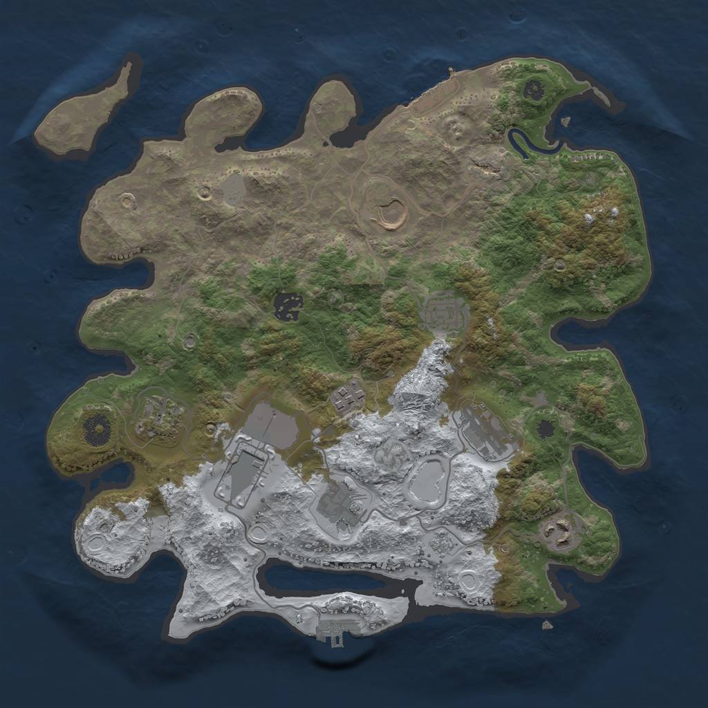 Rust Map: Procedural Map, Size: 3500, Seed: 316422996, 17 Monuments