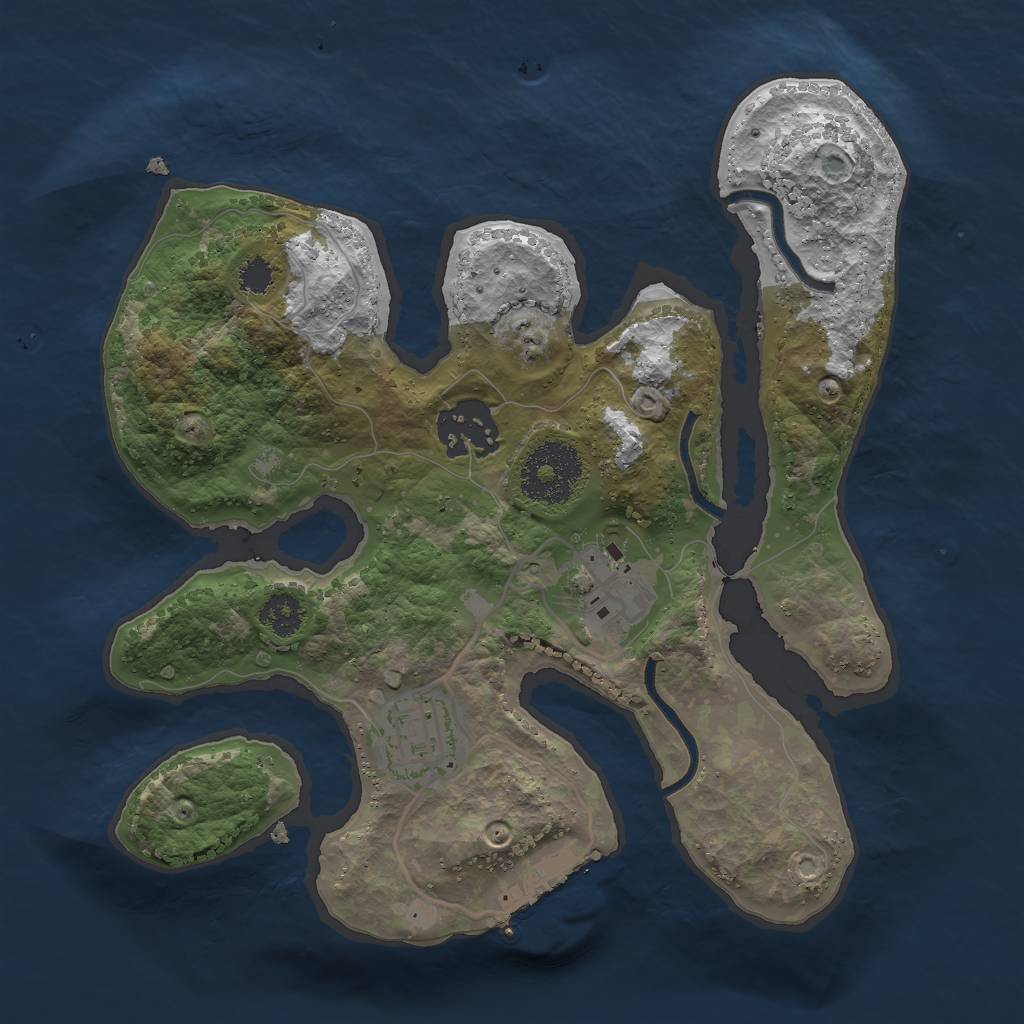 Rust Map: Procedural Map, Size: 2500, Seed: 989877, 6 Monuments