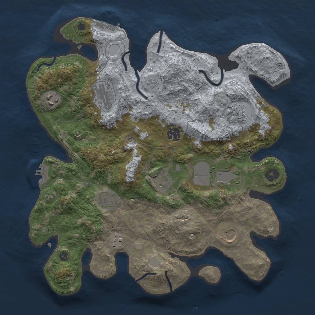 Rust Map: Procedural Map, Size: 3500, Seed: 10566352, 16 Monuments