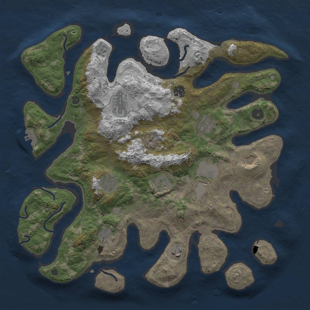 Rust Map: Procedural Map, Size: 4000, Seed: 174316620, 13 Monuments