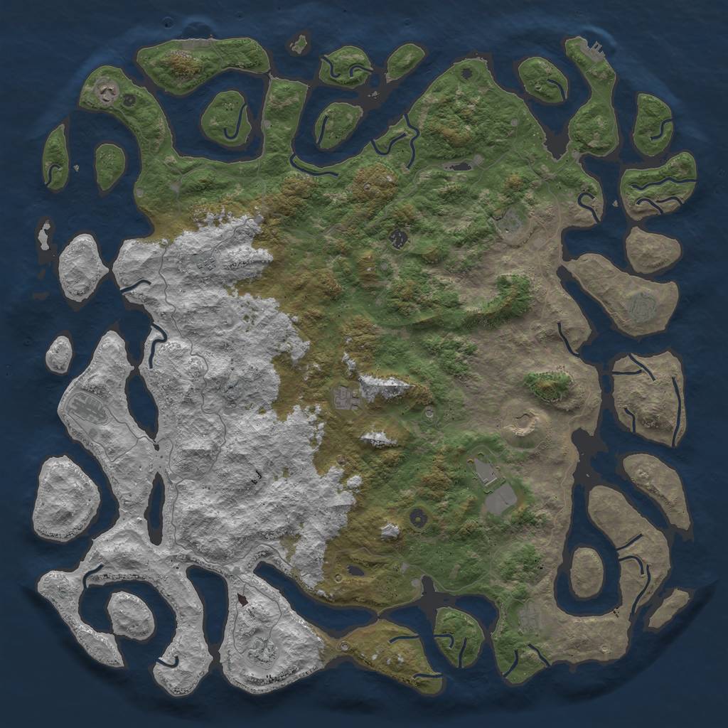 Rust Map: Procedural Map, Size: 6000, Seed: 543242, 16 Monuments