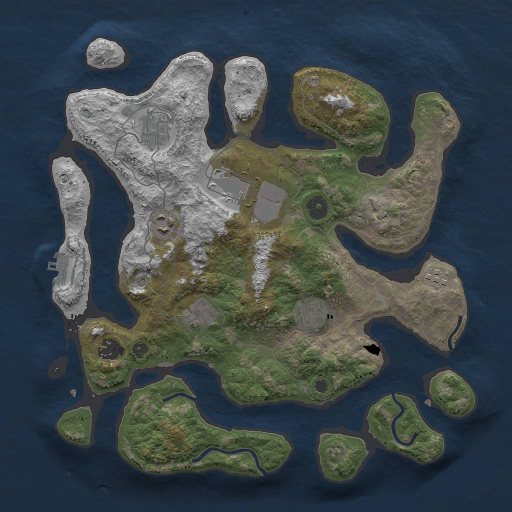 Rust Map: Procedural Map, Size: 3500, Seed: 226893, 11 Monuments