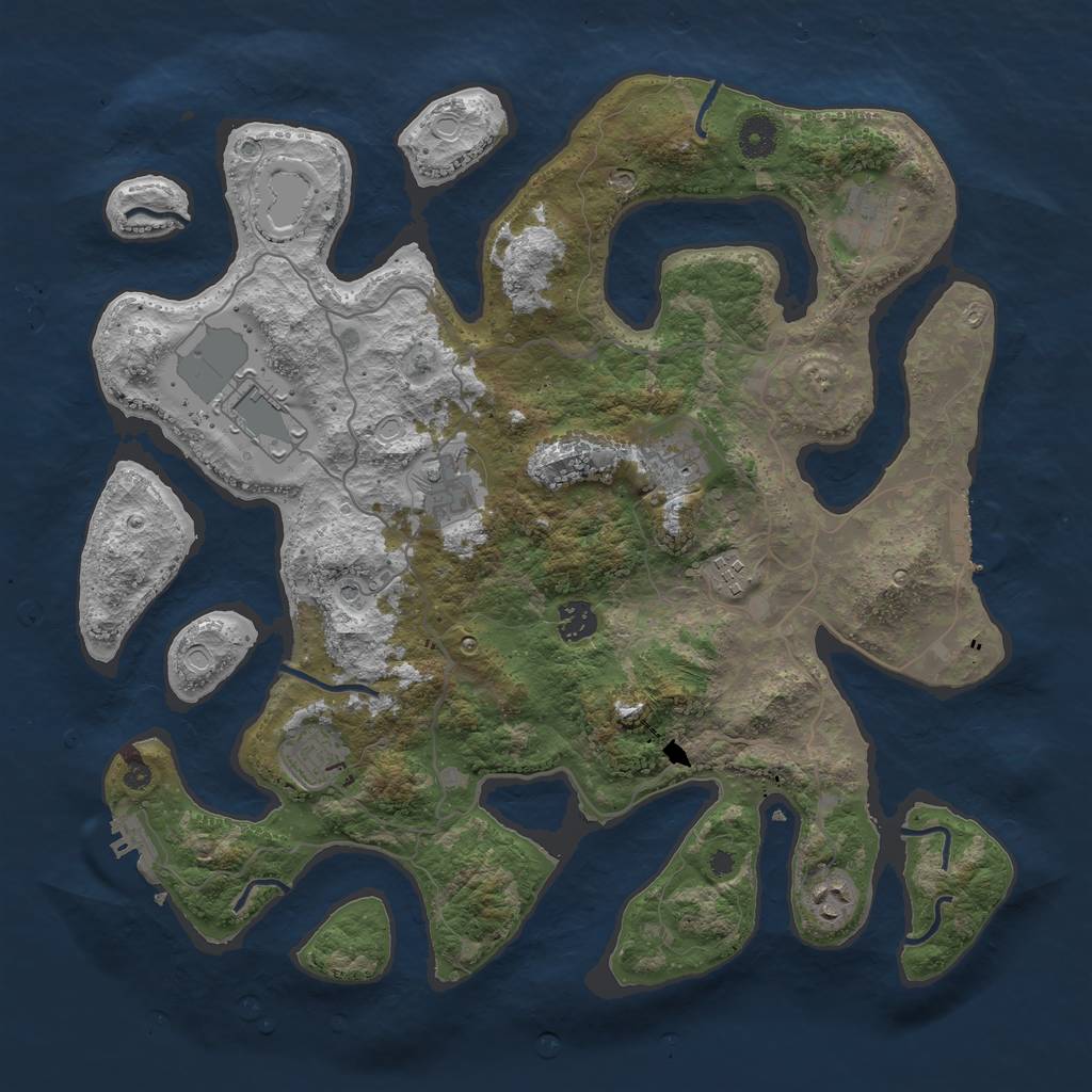 Rust Map: Procedural Map, Size: 4000, Seed: 657, 16 Monuments