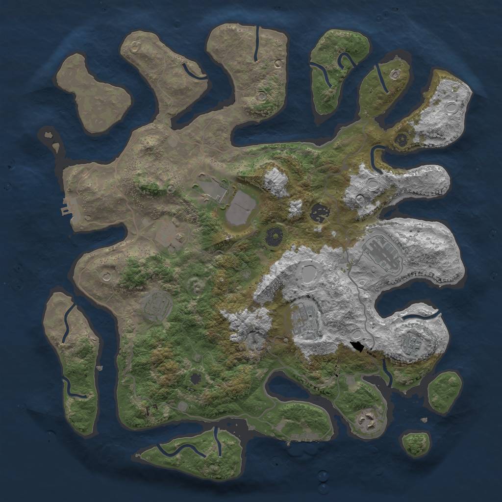 Rust Map: Procedural Map, Size: 4000, Seed: 18592050, 16 Monuments