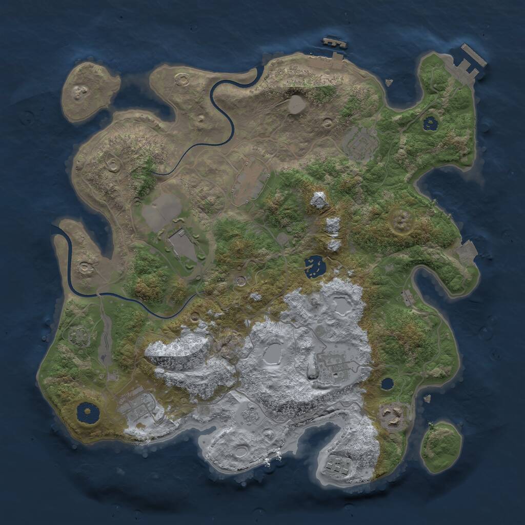 Rust Map: Procedural Map, Size: 3500, Seed: 7603544, 14 Monuments