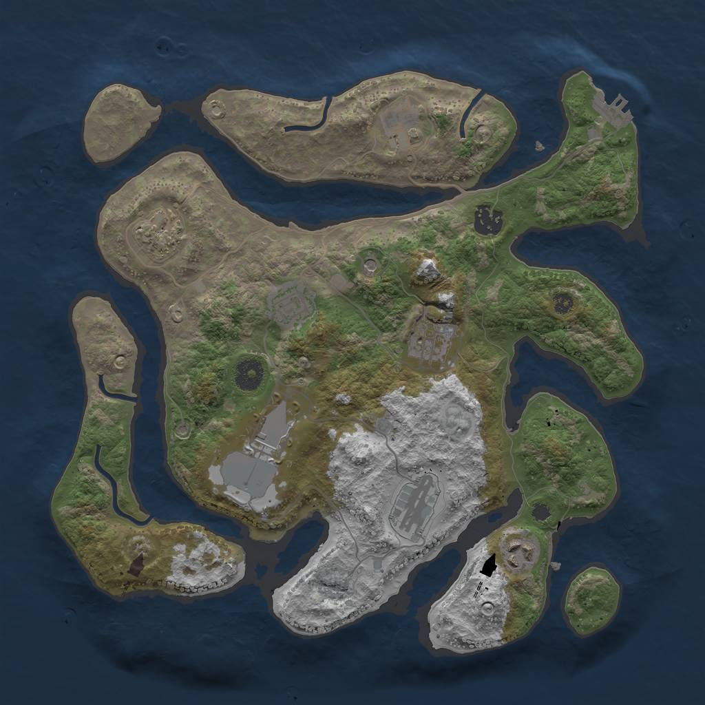 Rust Map: Procedural Map, Size: 3500, Seed: 7603544, 12 Monuments