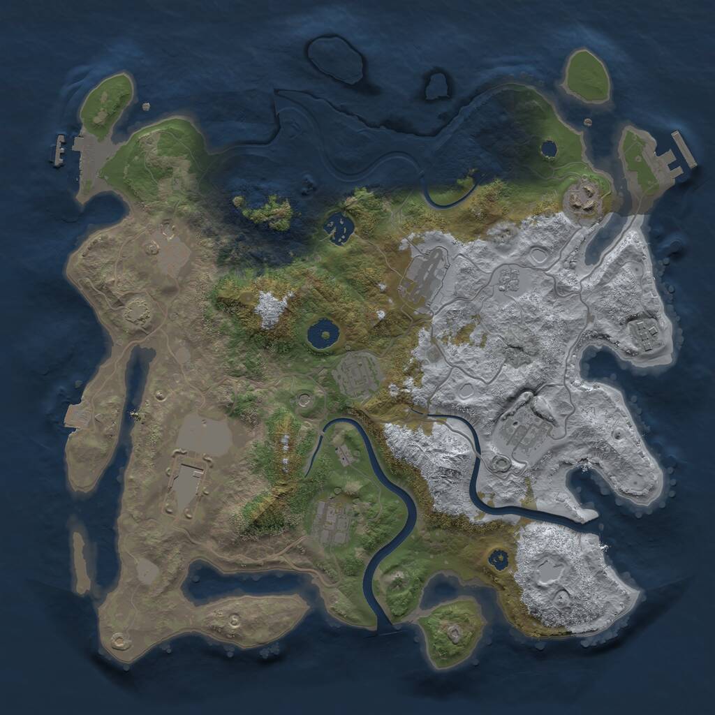 Rust Map: Procedural Map, Size: 3600, Seed: 245, 15 Monuments