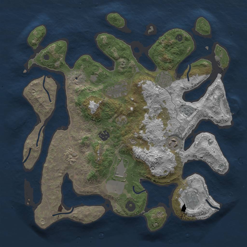 Rust Map: Procedural Map, Size: 3600, Seed: 245, 12 Monuments