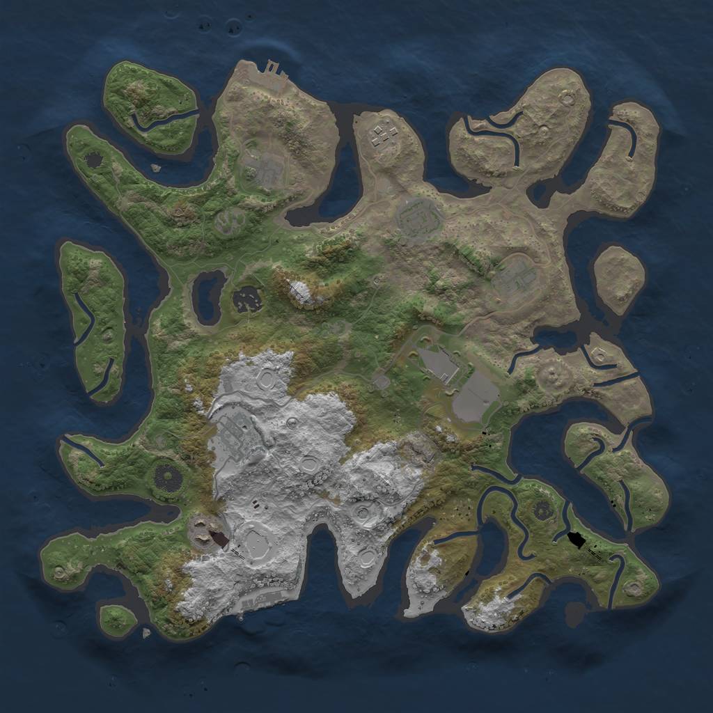 Rust Map: Procedural Map, Size: 3800, Seed: 318, 16 Monuments