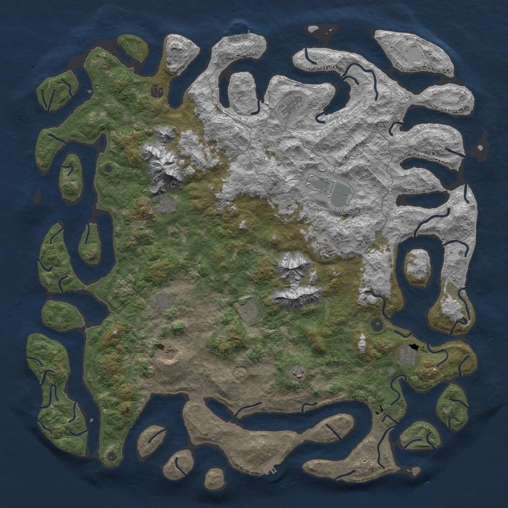 Rust Map: Procedural Map, Size: 6000, Seed: 55452, 19 Monuments