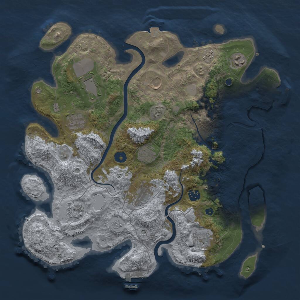 Rust Map: Procedural Map, Size: 3800, Seed: 145231028, 16 Monuments