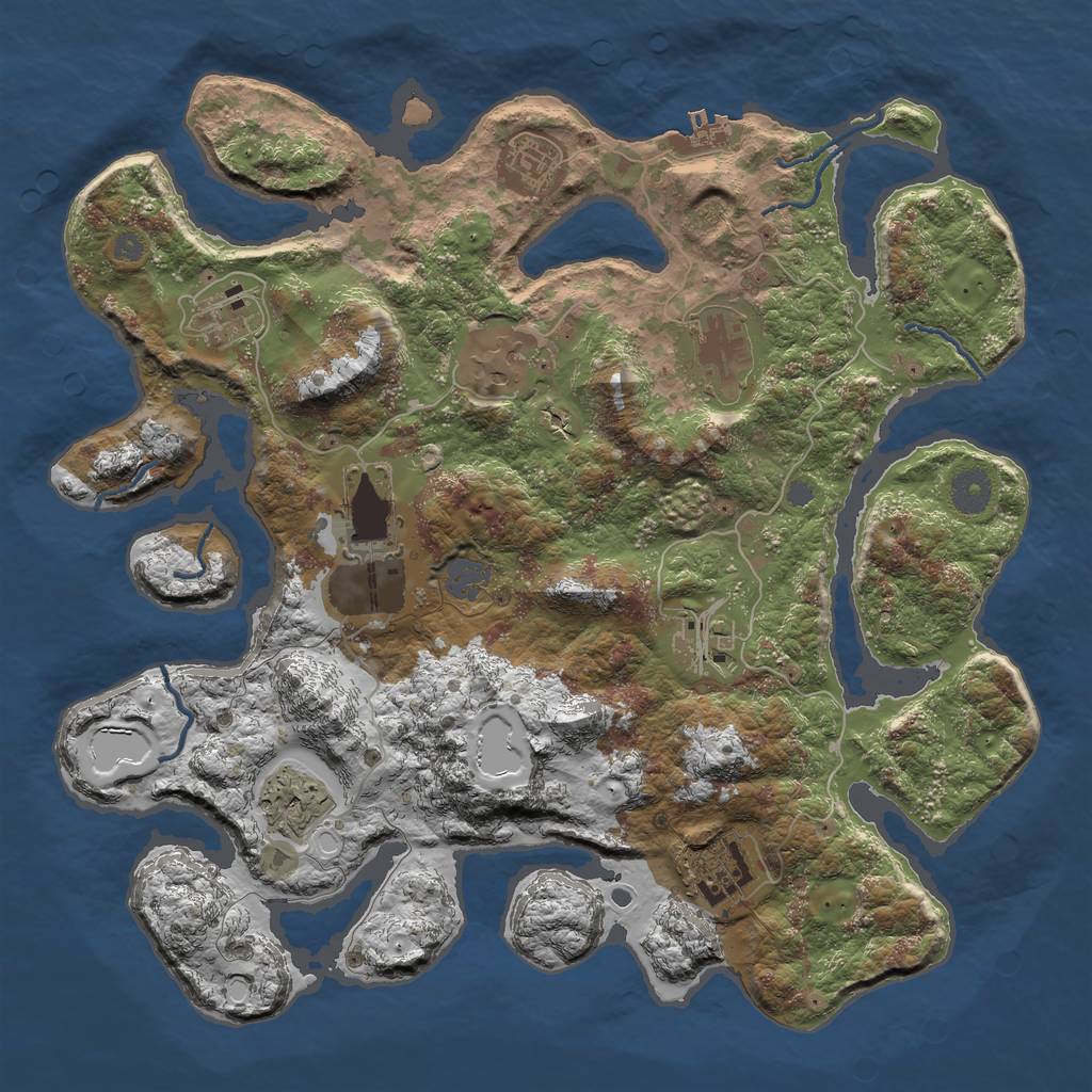 Rust Map: Procedural Map, Size: 3800, Seed: 145231028, 14 Monuments