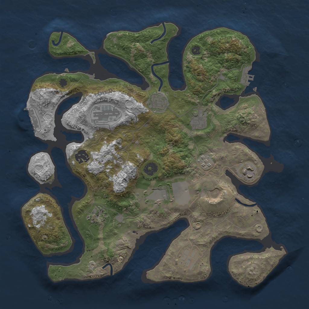 Rust Map: Procedural Map, Size: 3500, Seed: 10203041, 18 Monuments