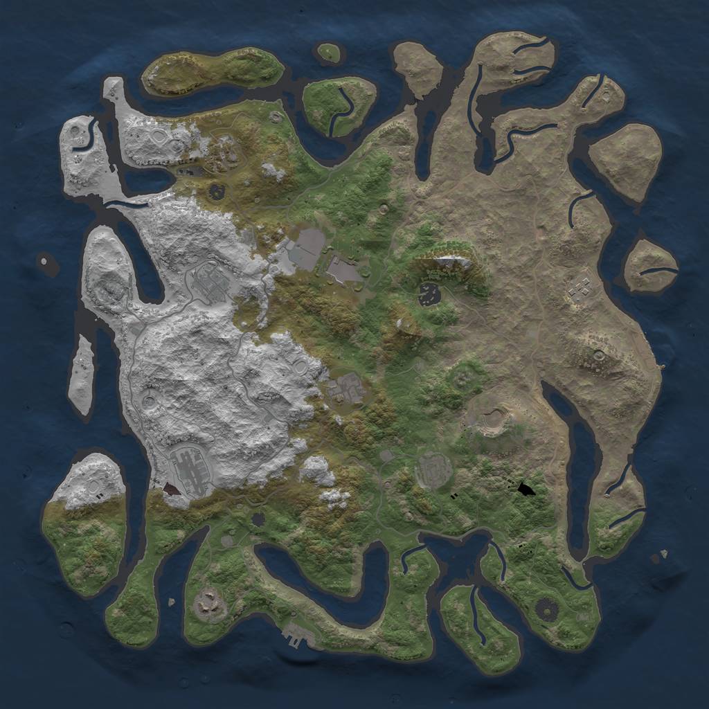 Rust Map: Procedural Map, Size: 4500, Seed: 3985, 18 Monuments