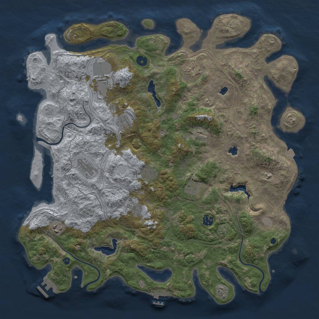 Rust Map: Procedural Map, Size: 4500, Seed: 3985, 16 Monuments