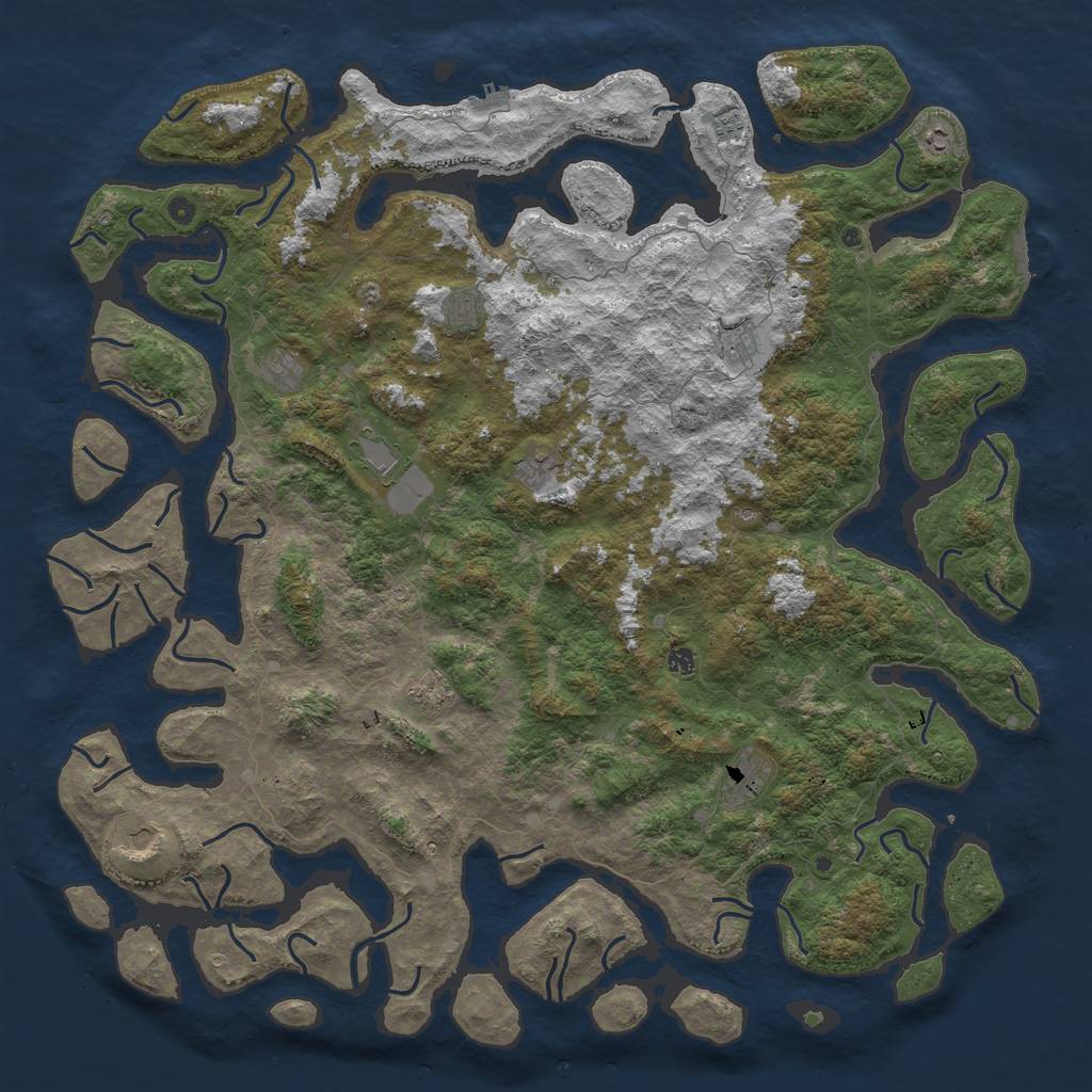 Rust Map: Procedural Map, Size: 6000, Seed: 60266845, 16 Monuments