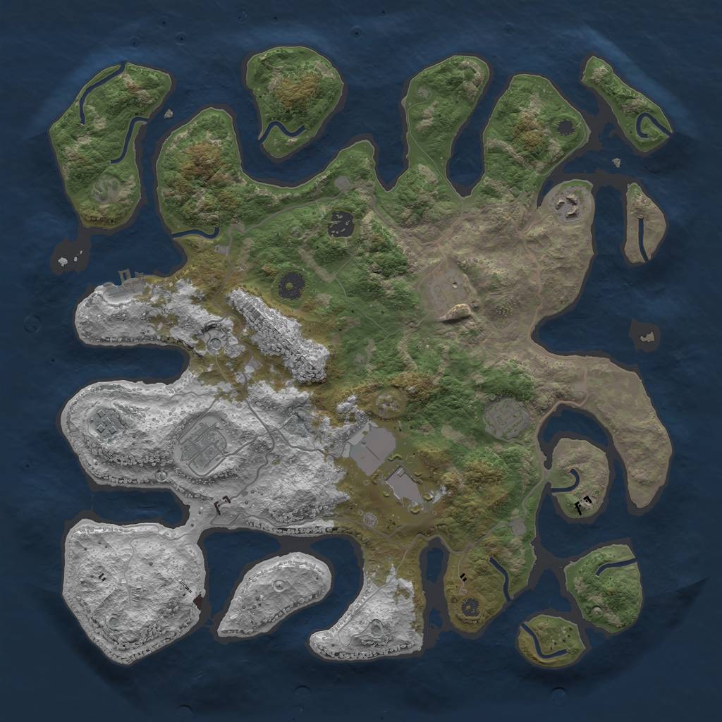 Rust Map: Procedural Map, Size: 4000, Seed: 1755947560, 11 Monuments