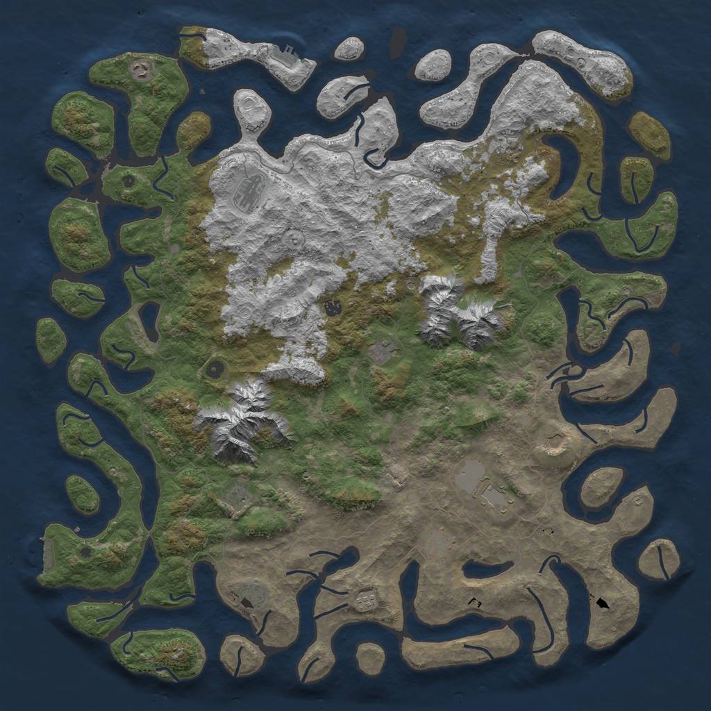 Rust Map: Procedural Map, Size: 6000, Seed: 28474321, 19 Monuments