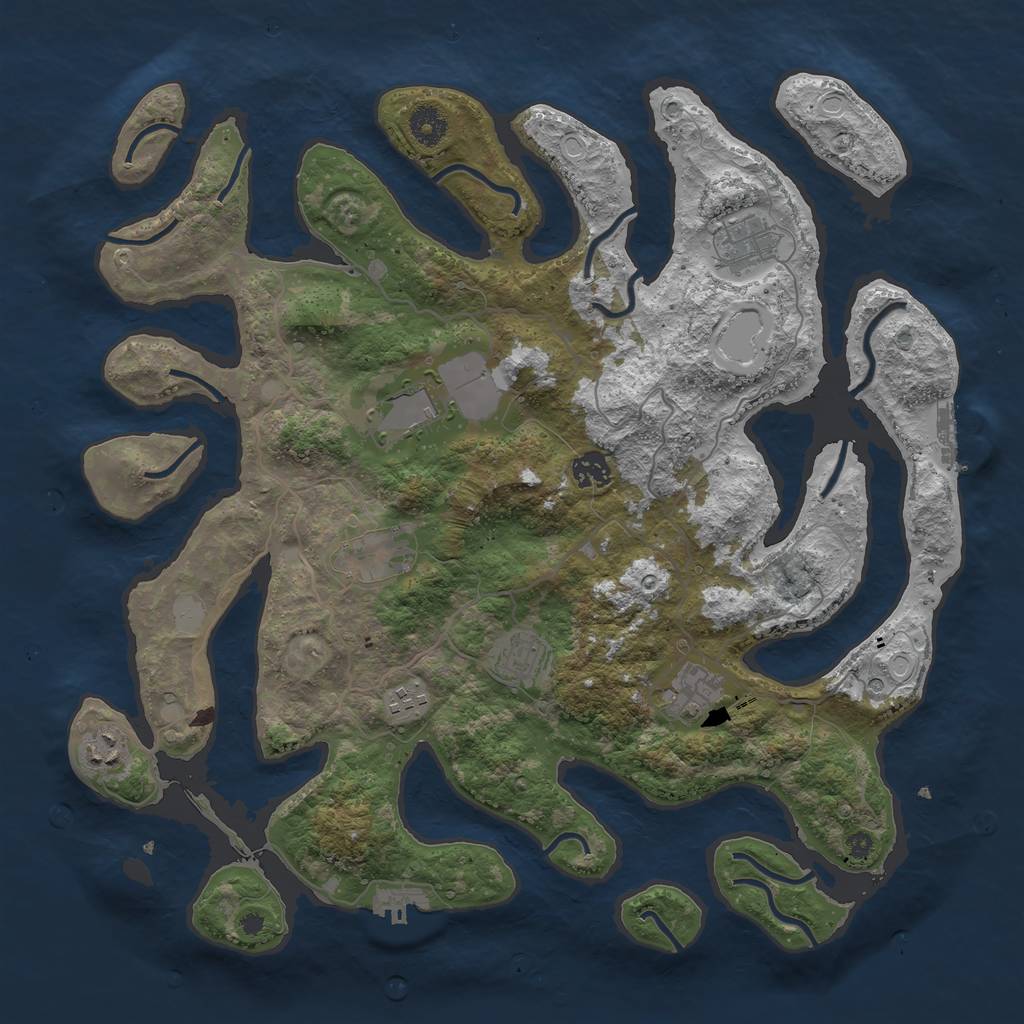 Rust Map: Procedural Map, Size: 4000, Seed: 13436644, 16 Monuments