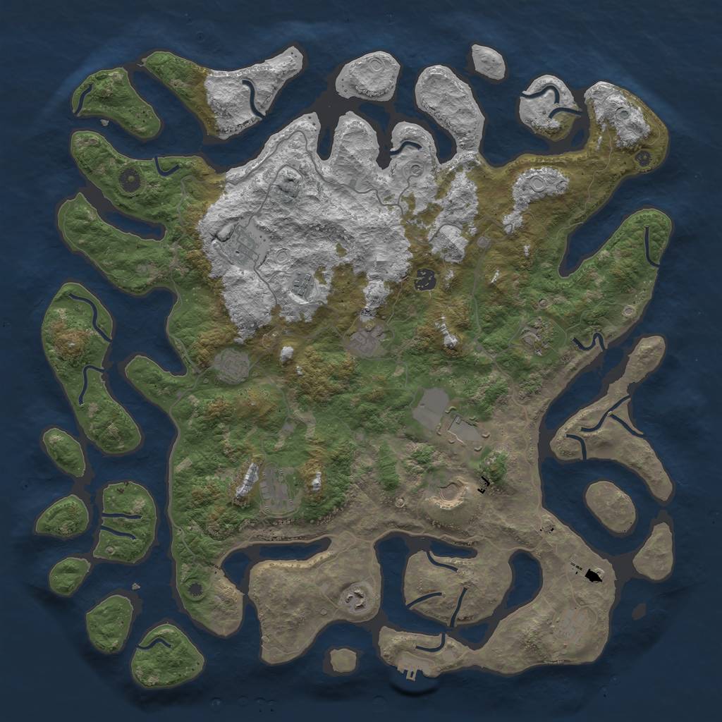 Rust Map: Procedural Map, Size: 4800, Seed: 97007, 18 Monuments