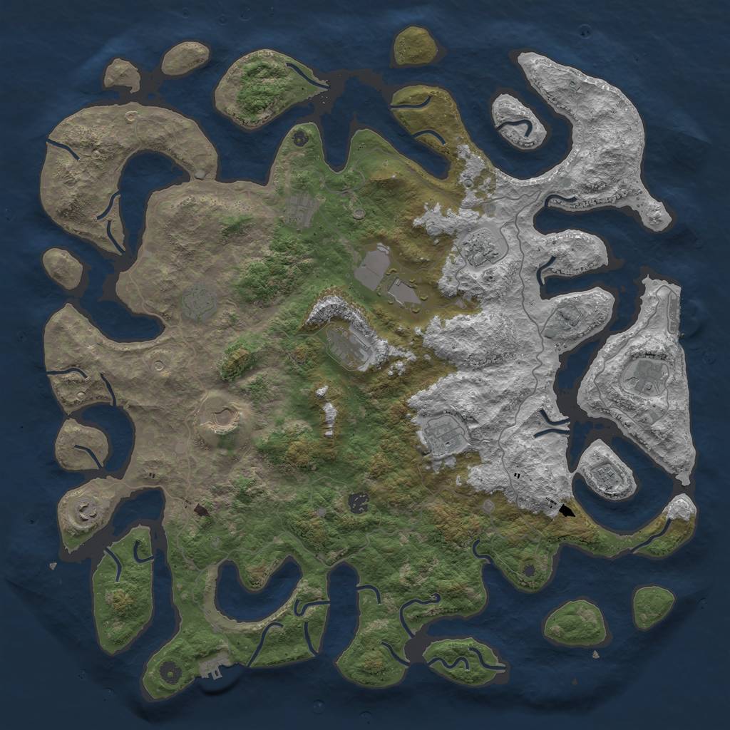 Rust Map: Procedural Map, Size: 5000, Seed: 1740521035, 16 Monuments