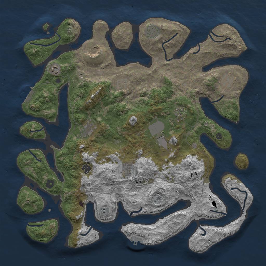 Rust Map: Procedural Map, Size: 4500, Seed: 1774887722, 16 Monuments