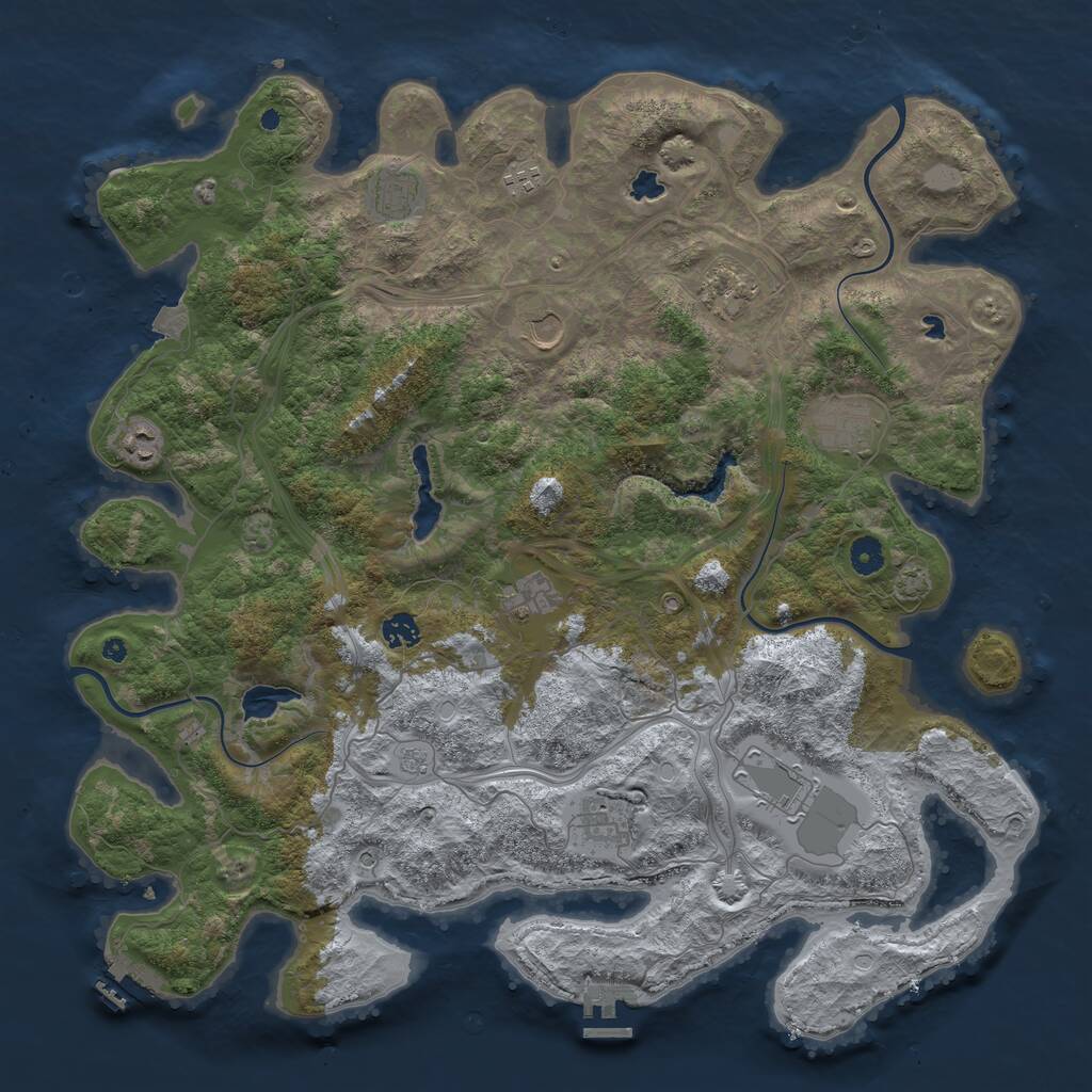 Rust Map: Procedural Map, Size: 4500, Seed: 1774887722, 16 Monuments