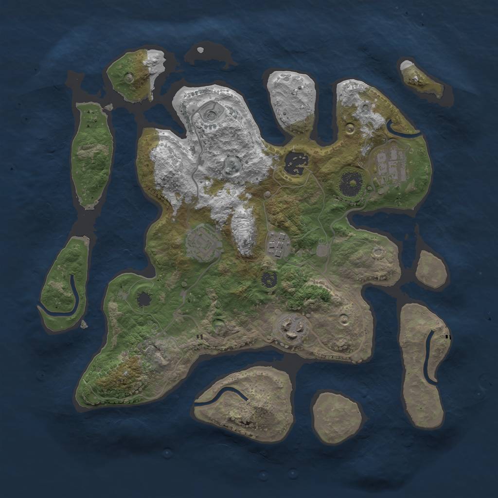 Rust Map: Procedural Map, Size: 3100, Seed: 9007, 8 Monuments