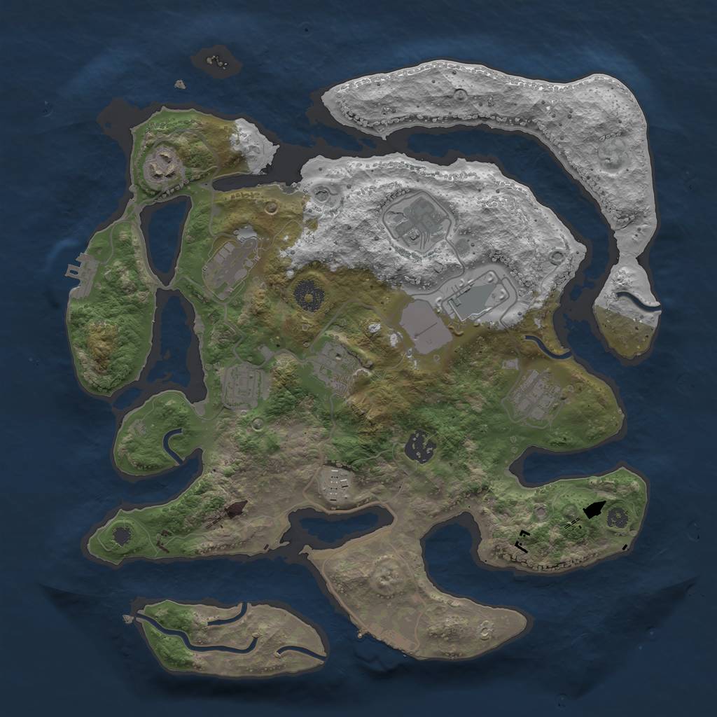 Rust Map: Procedural Map, Size: 3500, Seed: 1163601855, 14 Monuments