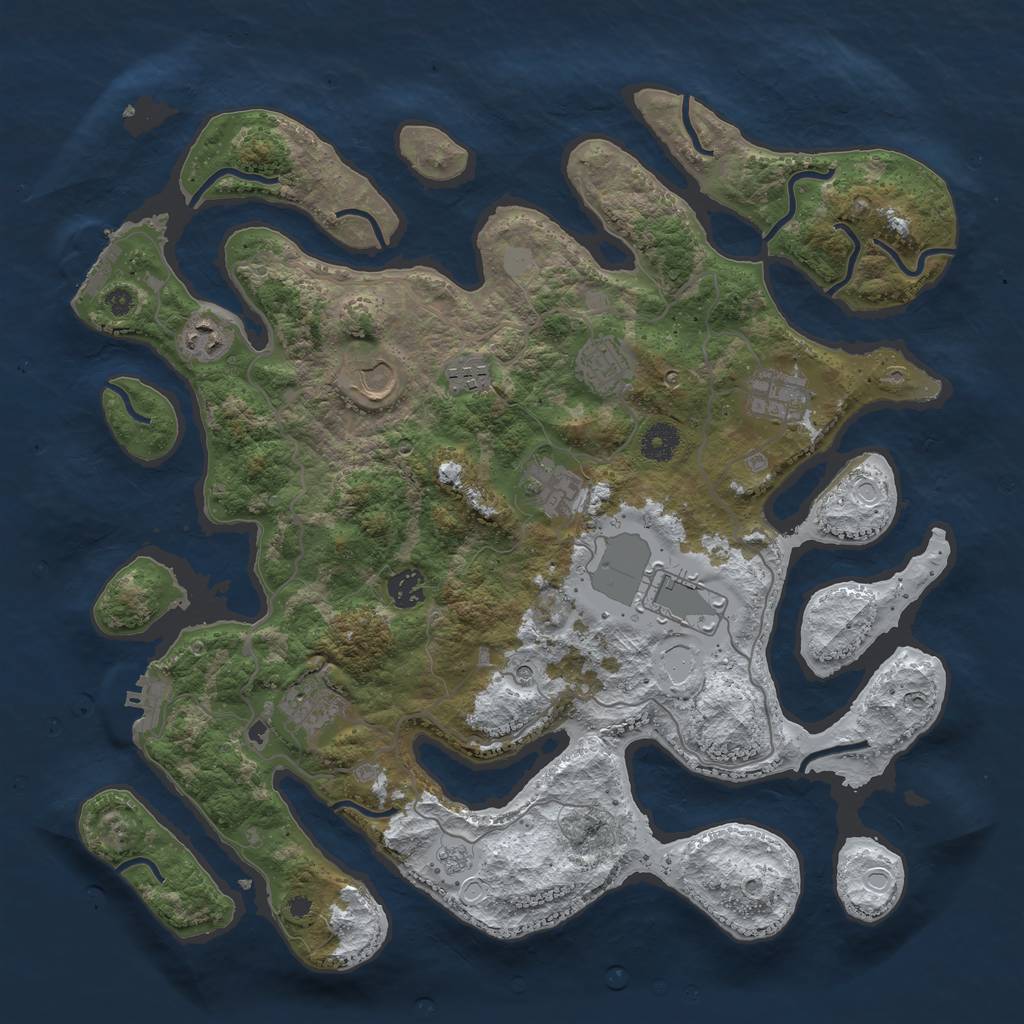 Rust Map: Procedural Map, Size: 4000, Seed: 72599957, 18 Monuments