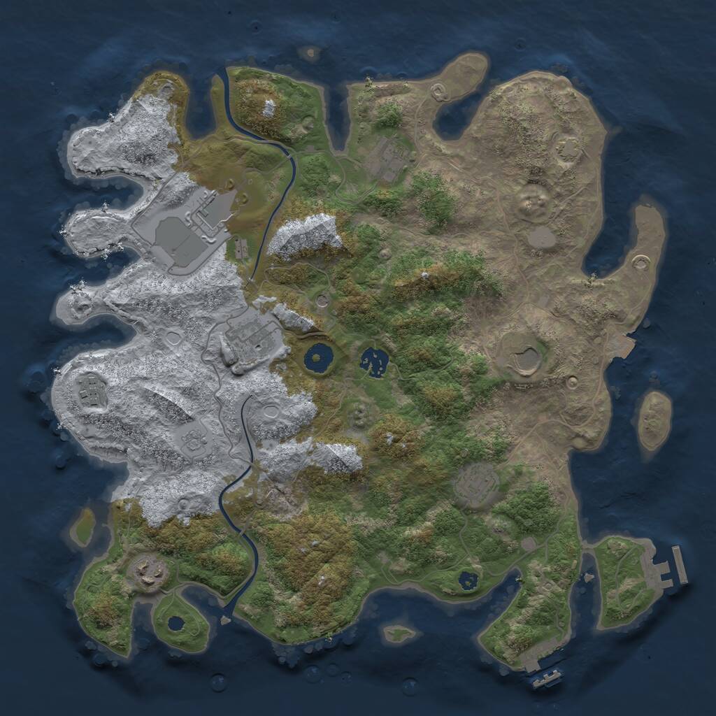 Rust Map: Procedural Map, Size: 3750, Seed: 737462, 14 Monuments