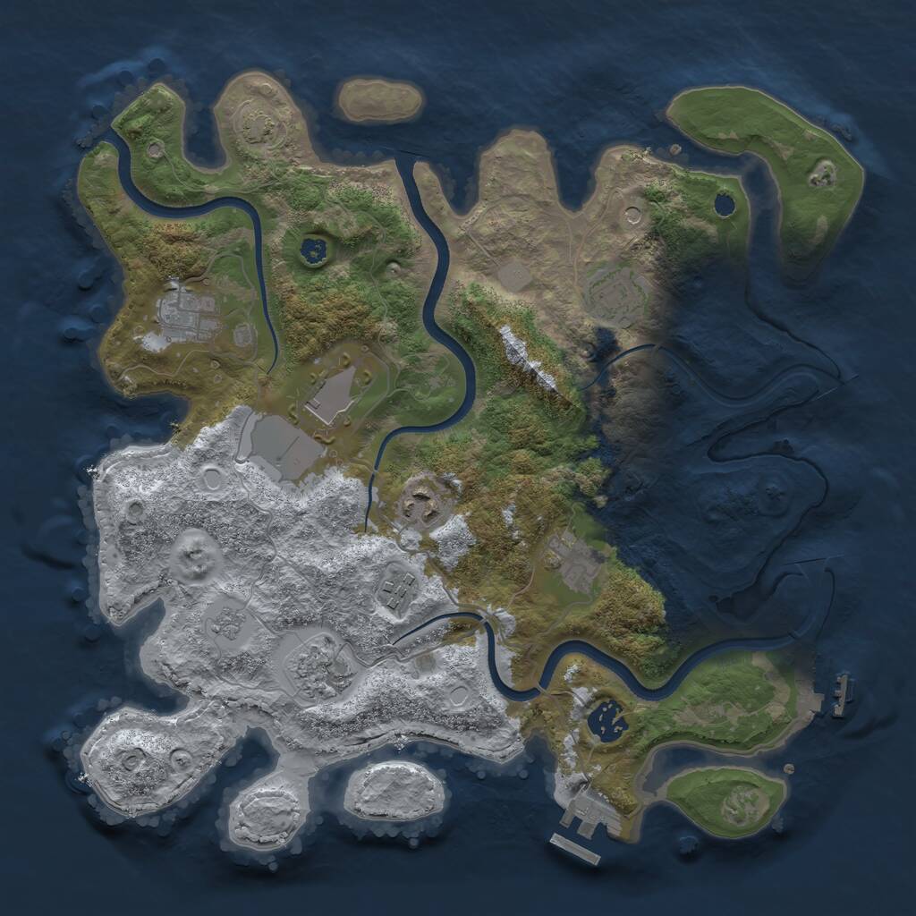 Rust Map: Procedural Map, Size: 3500, Seed: 275271996, 14 Monuments