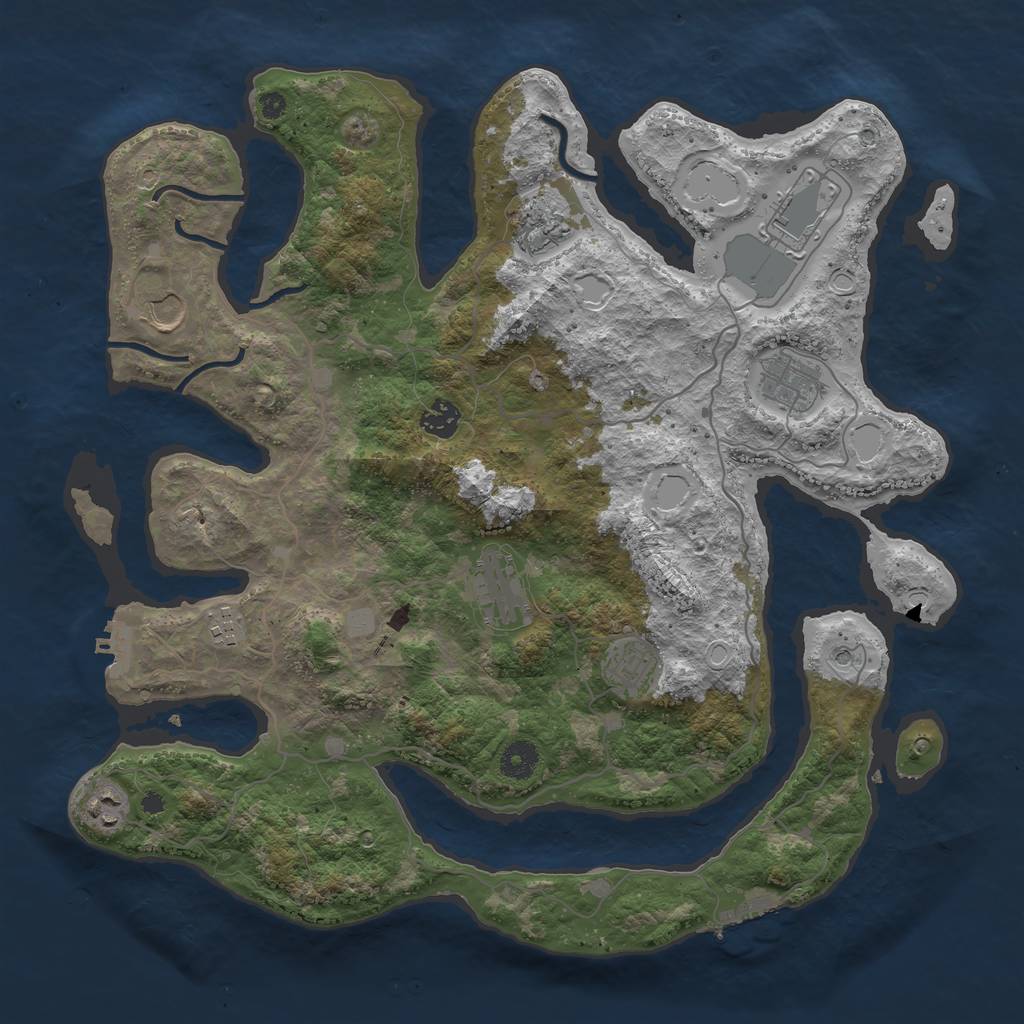 Rust Map: Procedural Map, Size: 4000, Seed: 1234324, 17 Monuments