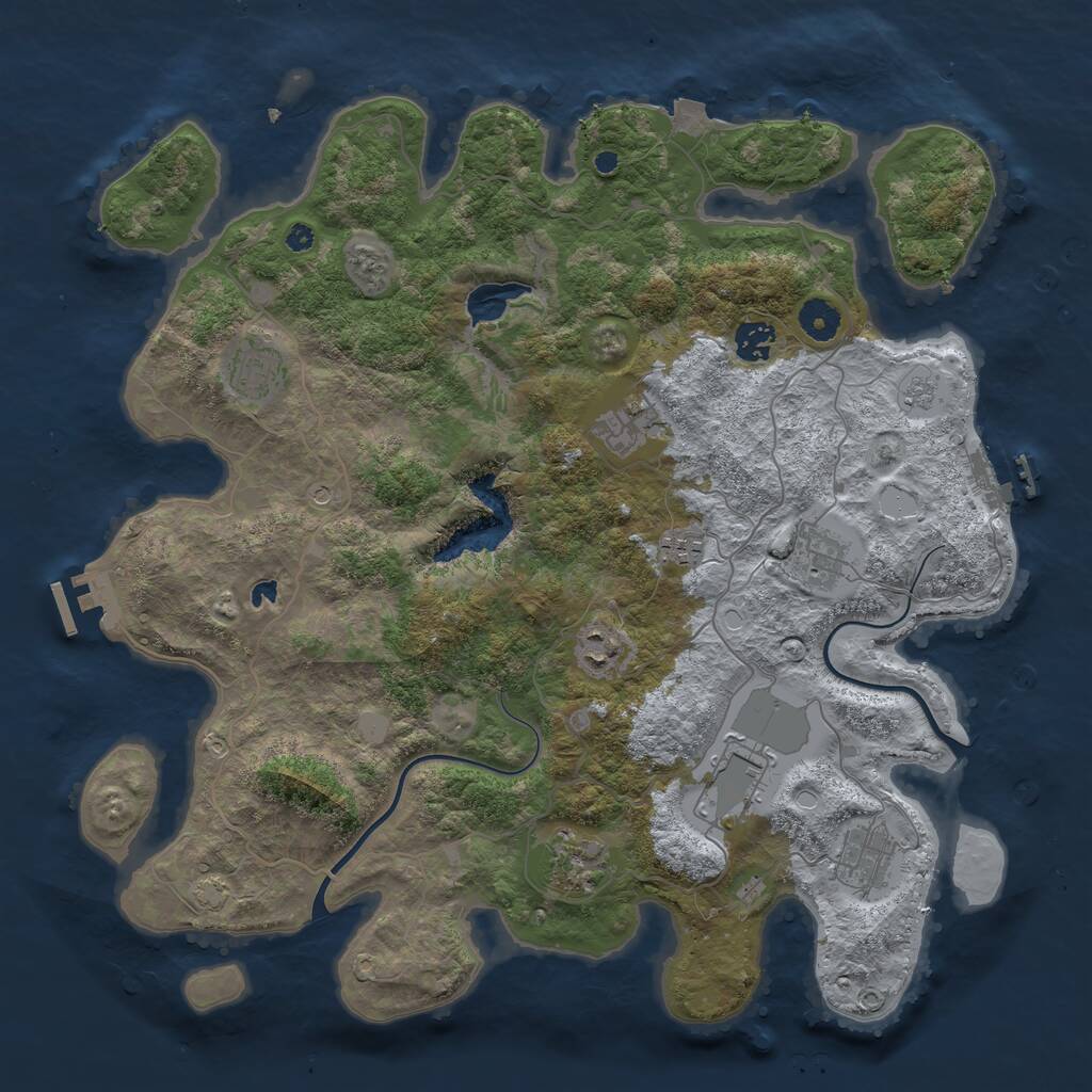 Rust Map: Procedural Map, Size: 4000, Seed: 37774, 15 Monuments