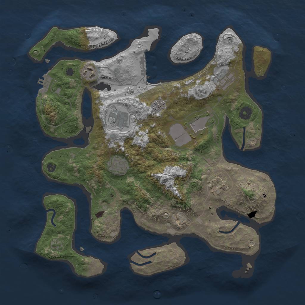 Rust Map: Procedural Map, Size: 3500, Seed: 6852395, 11 Monuments