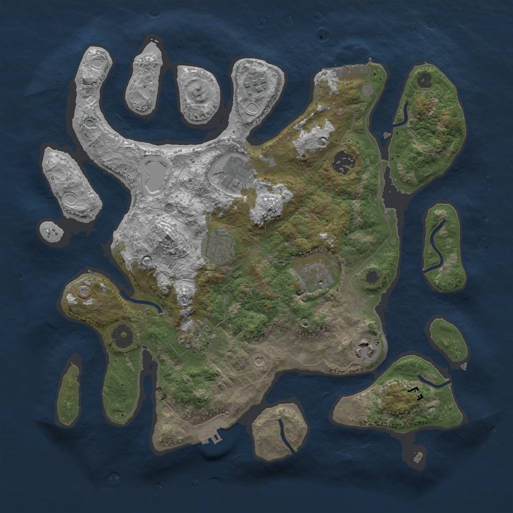 Rust Map: Procedural Map, Size: 3500, Seed: 399614279, 15 Monuments